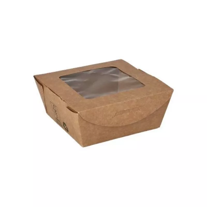 Recipiente alimentar descartável de cartão Papstar 87250 com revestimento PLA, castanho, 750 ml, 50 unid.