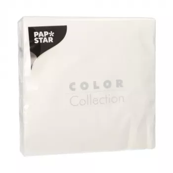 Guardanapos de almoço PAPSTAR, 330 x 330 mm, 1 folha, branco, dobra 1/4, tissue, gofrado - 1 embalagem (12300)
