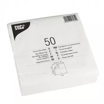 PAPSTAR guardanapos de almoço, 330 x 330 mm, 2 camadas, tissue branco, dobragem 1/4, 250 unid. 17080