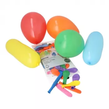 PAPSTAR conjunto de 50 balões de festa em cores e formas mistas, látex de borracha natural, redondos e balões de modelagem, biodegradável 18674