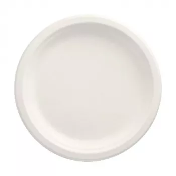 PAPSTAR pure prato de cana-de-açúcar redondo 230 mm pack de 12 compostável adequado para micro-ondas 89748