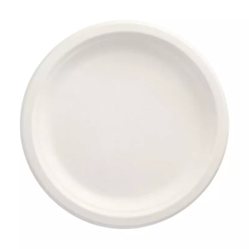 PAPSTAR pure prato de cana-de-açúcar redondo 230 mm pack de 12 compostável adequado para micro-ondas 89748