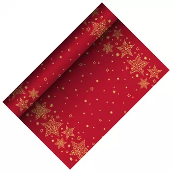 PAPSTAR Christmas Shine caminho de mesa vermelho de airlaid, 400 mm x 3 m, em rolo, 1 unid. 88657