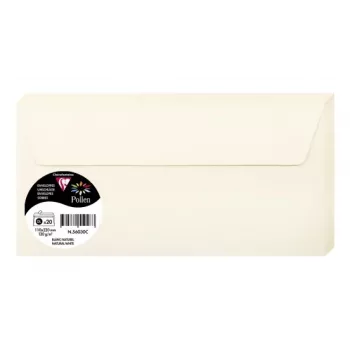 Pollen by Clairefontaine envelope DL, branco natural 120 g/m², 110 x 220 mm, pH neutro, sem ácido, 1 unid. (56030C)