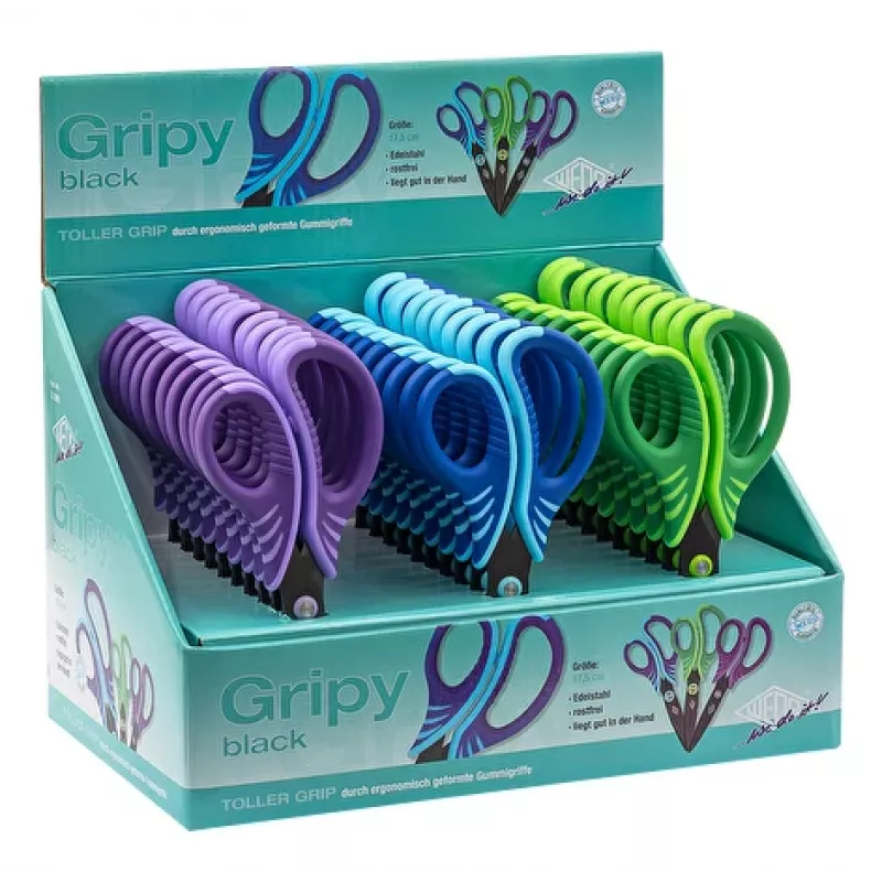 Tesoura de artesanato WEDO Gripy, ponta redonda, 175 mm, preta, para destros, pack de 30 732 699