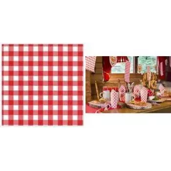 Guardanapos PAPSTAR xadrez Vichy vermelho/branco 1 camada de tissue, 330 x 330 mm, dobra 1/4, 250 por embalagem 88762