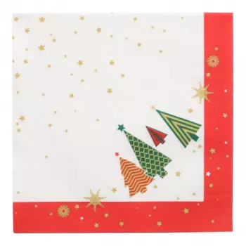 Toalhas de mesa de papel de Natal PAPSTAR árvores de Natal 400 x 400 mm, 3 camadas, dobra 1/4, 20 guardanapos 89783