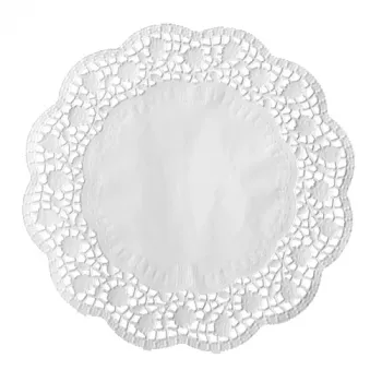 PAPSTAR base redonda para bolo, 320 mm, papel rendado branco gofrado, 40 g/m², 1 unid. (12456)