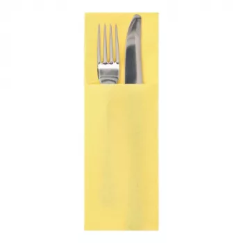 PAPSTAR DAILY Collection guardanapo amarelo de tissue com bolsas para talheres, 2 camadas, 400 x 330 mm (dobrado 200 x 85 mm), 50 unid. 37047