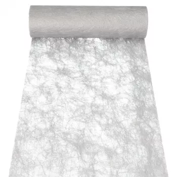 PAPSTAR Sizoflor caminho de mesa e fita decorativa, prateado, 25 m x 30 cm, impermeável, 75% poliéster / 25% poliamida 37064
