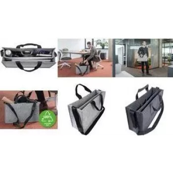 SIGEL saco de feltro Business Desk Sharing Bag Classic L, cinzento feltro sintético, 2 pegas e alça de ombro ajustável, 1 unid. (BA409)