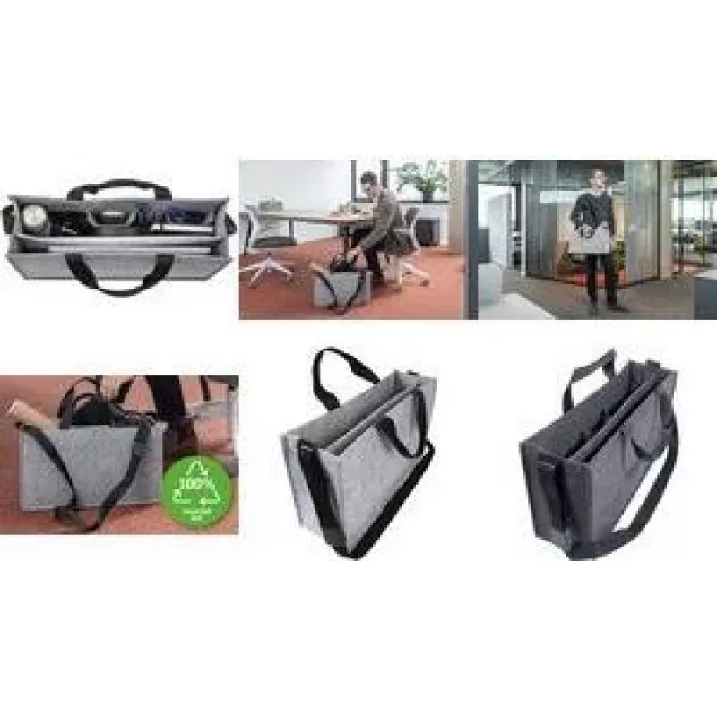 SIGEL saco de feltro Business Desk Sharing Bag Classic L, cinzento feltro sintético, 2 pegas e alça de ombro ajustável, 1 unid. (BA409)