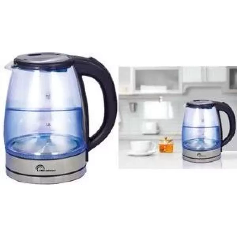 Little Balance LB 8520 chaleira elétrica de vidro 1,8L 2200W vidro borossilicato com detalhes em aço inoxidável e LED azul