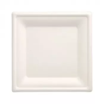 PAPSTAR prato de cana-de-açúcar Pure, quadrado, 200 x 200 mm, 50 unid., compostável, adequado para micro-ondas 89744