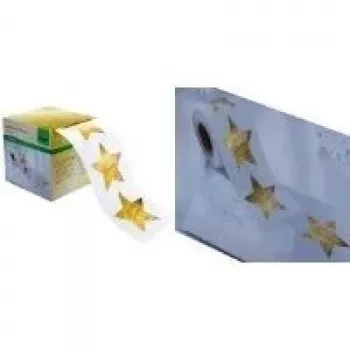 Autocolantes SIGEL estrelas de Natal, impressão dourada, 47 x 47 mm, em rolo (CS112)