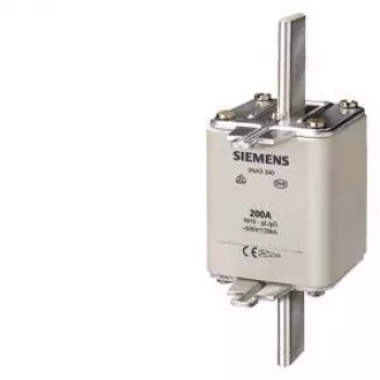 Cartucho de fusível NH SIEMENS, tamanho 3, 200 A, 500 V AC/440 V DC, gG, indicador frontal, corpo de cerâmica, contactos de cobre prateados 3NA3340