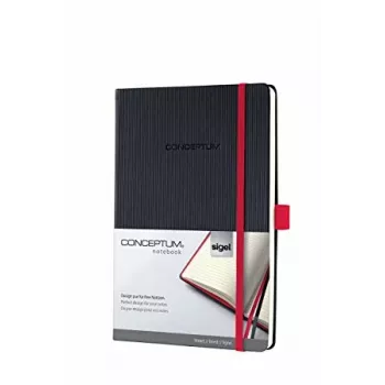 Caderno SIGEL Conceptum A5 pautado preto/vermelho capa dura CO663