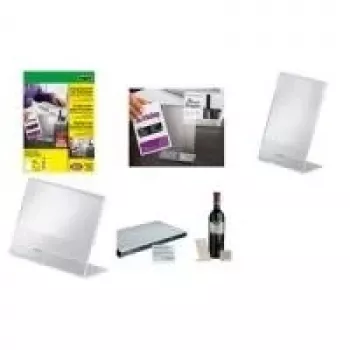 Suporte de mesa em acrílico SIGEL PA103, DIN A8 horizontal, inclinado, cristalino, unilateral