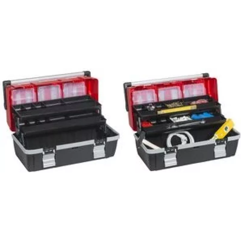allit McPlus Alu C 22 mala de ferramentas, polipropileno, vermelho/preto, 2 bandejas cantilever 457021