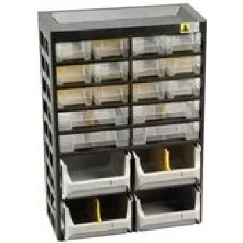 Allit VarioPlus Basic 34 organizador de peças pequenas, 20 gavetas, plástico, cinzento, 305 x 170 x 435 mm 458160