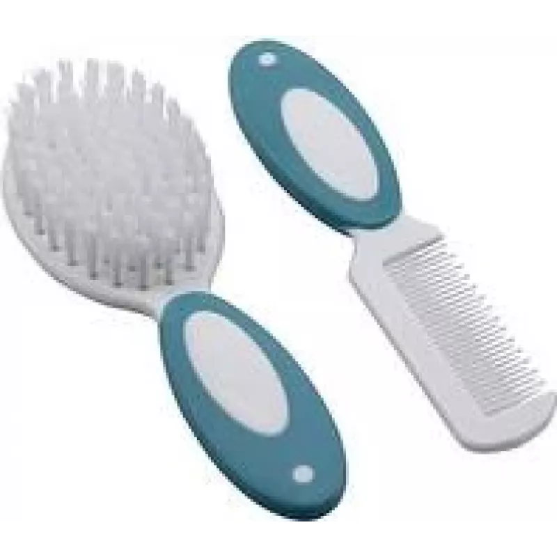 Olympia H+H conjunto de escova e pente para bebé BS 868, cerdas naturais, extramacias, branco, 98374