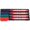 Edding 300-E4 Conjunto de marcadores, 4 unidades, preto/azul/verde/vermelho 4-300-4