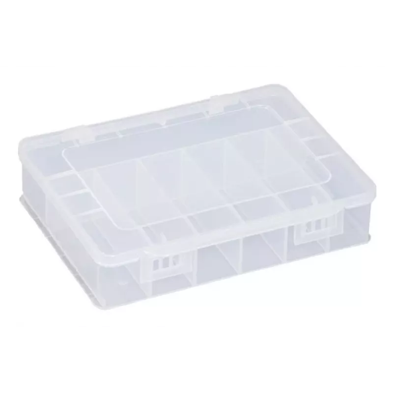 ALLIT EuroPlus Basic caixa de sortimento 18/7, polipropileno transparente de alto impacto, 7 compartimentos, preto 457180