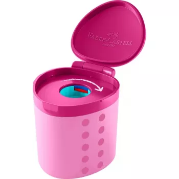 FABER-CASTELL Grippy Afia-lápis, rosa com proteção da lâmina, segurança infantil, mecanismo de clique - 1 unid. (181795)