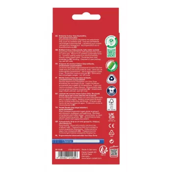 Faber-Castell Colour GRIP Lápis de cor triangulares, cores sortidas, 10 unid., zona Soft-Grip, mina de 3,3 mm resistente à quebra, verniz à base de água, estojo promocional 201585