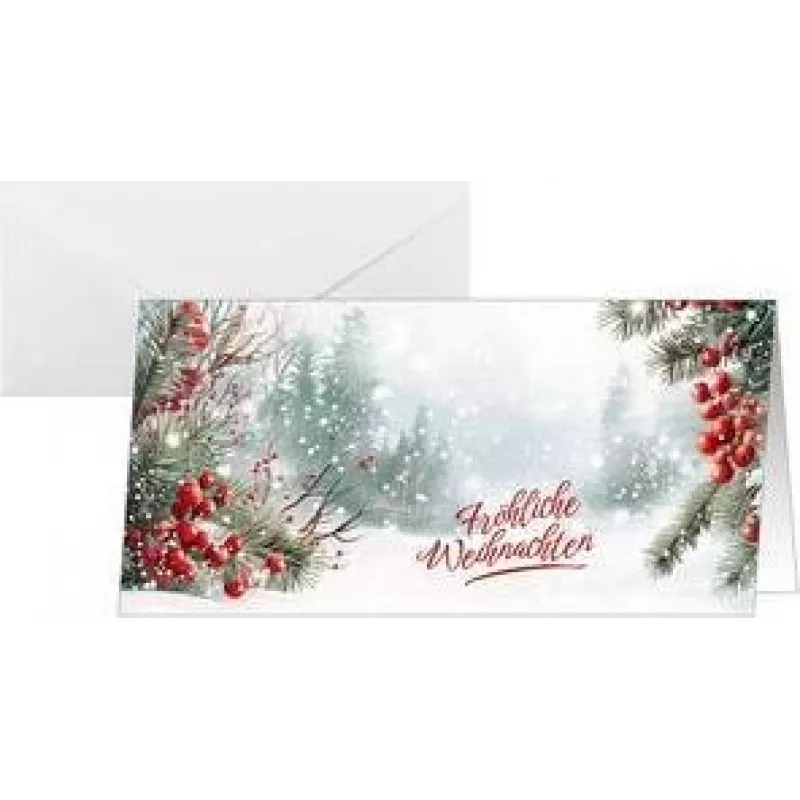 SIGEL DS645 Cartão de Natal Scandinavian Snow, DIN Lang horizontal, cartão branco 250 g/m², jato de tinta/laser/fotocopiadora, 1 unid.