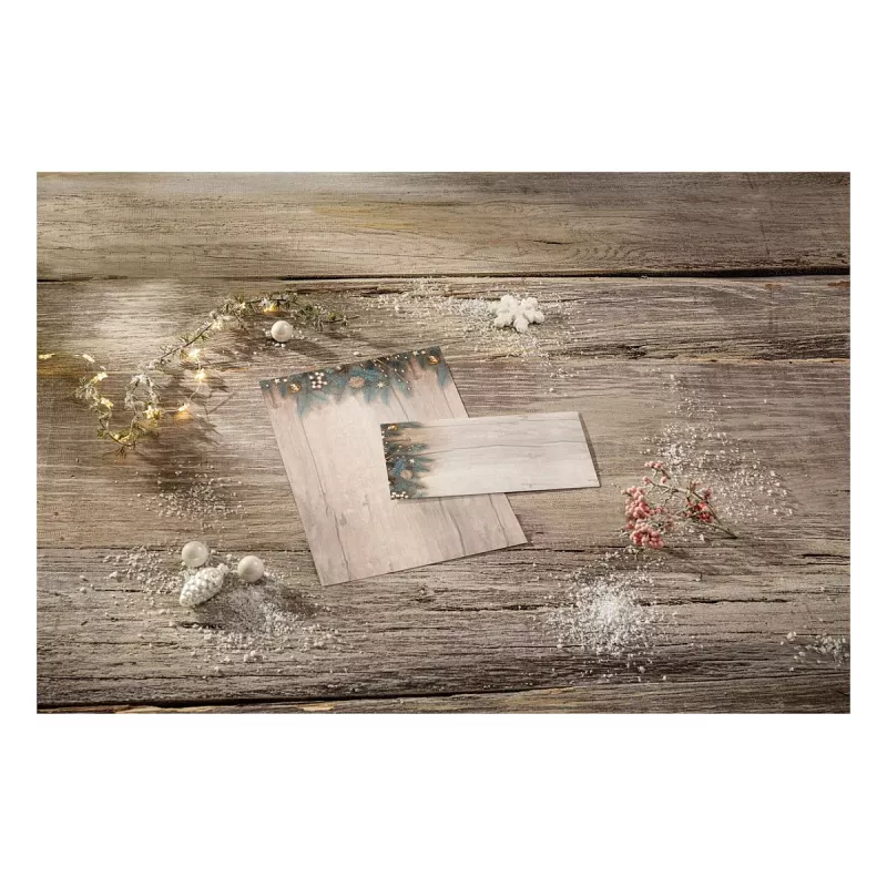 SIGEL Papel de carta de Natal Golden Greens motivo DIN A4 - 90 g/m² - A4 (DP664)