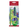 Faber-Castell Dino Jumbo Conjunto de escrita, verde, 3 canetas, mina de 3 mm, ergonómico triangular, resistente à quebra, a partir dos 3 anos 111529