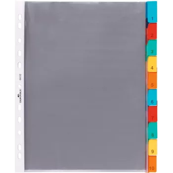 DURABLE Separadores A4 para capas transparentes, 10 partes, separadores coloridos sortidos, polipropileno 663219