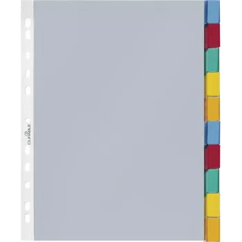 DURABLE Separadores A4 para capas transparentes, 10 partes, separadores coloridos sortidos, polipropileno 663219