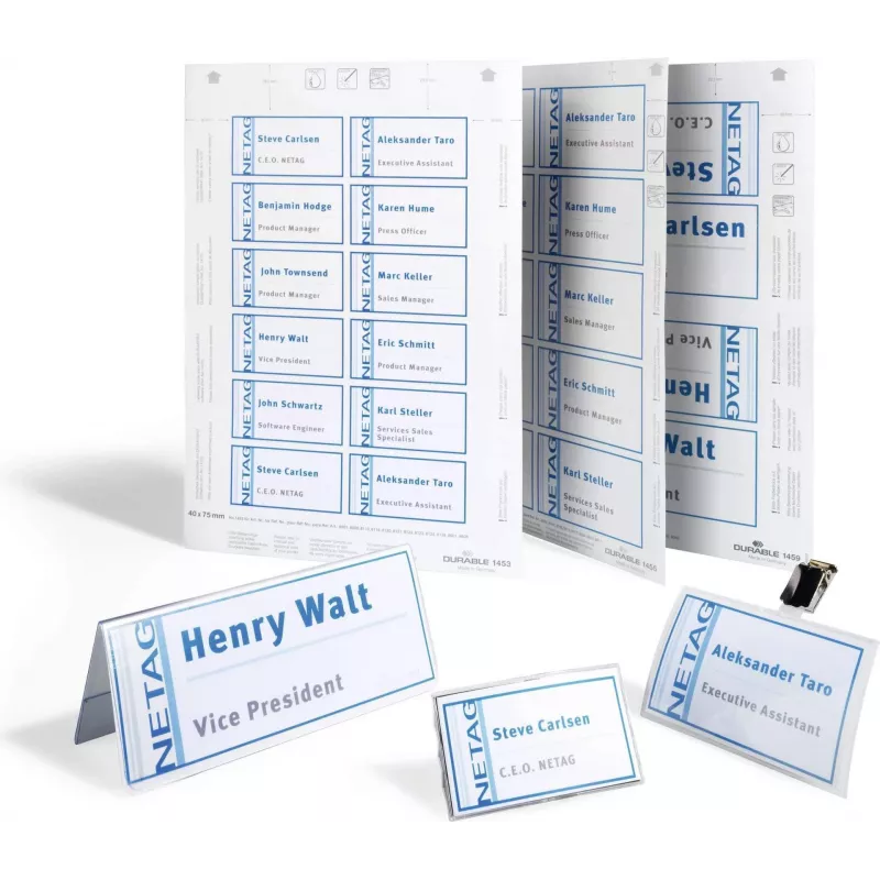 DURABLE BADGEMAKER Etiquetas de inserção 30 x 65 mm, branco, 100 inserções (20 folhas com 5 cada) 142302