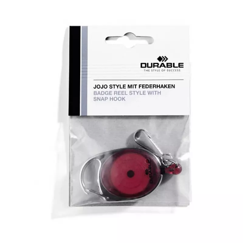 DURABLE Jojo STYLE Porta-crachá com gancho de mola 832703, vermelho