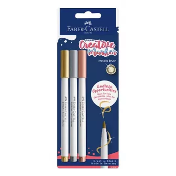 Conjunto de marcadores Faber-Castell Goldfaber Creative Marker, 3 cores diferentes, tinta pigmentada à base de água, inodora, resistente a borrões, resistente a salpicos, blister 161005