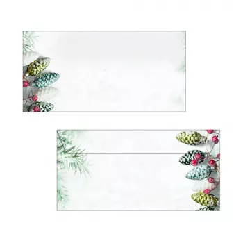 Envelope Sigel DU177 Christmas Garland DIN long (DL, 110 x 220 mm), sem janela, branco/verde, 90 g/m², 50 unid.