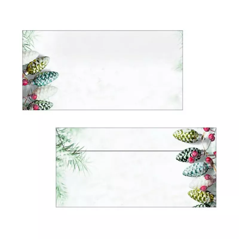 Sigel DU177 Christmas Garland Envelope DIN comprido (DL, 110 x 220 mm), sem janela, branco/verde, 90 g/m², 50 unidades