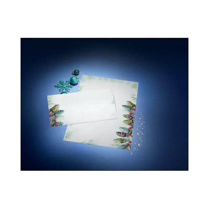 Sigel DU177 Christmas Garland Envelope DIN comprido (DL, 110 x 220 mm), sem janela, branco/verde, 90 g/m², 50 unidades