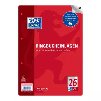 Papel de recarga para fichário Oxford A4 quadriculado 50 folhas 4 furos com margem branco 400131580