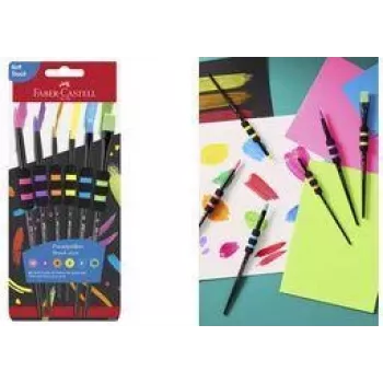 Conjunto de pincéis de pelo sintético Faber-Castell com 6 unid. e zona de pega soft-touch, robusto, sintético macio - 1 unid. (481622)