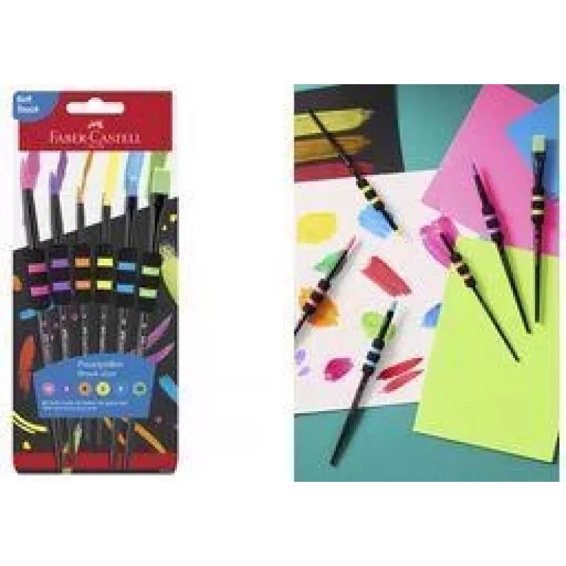 Conjunto de pincéis de pelo sintético Faber-Castell com 6 unid. e zona de pega soft-touch, robusto, sintético macio - 1 unid. (481622)