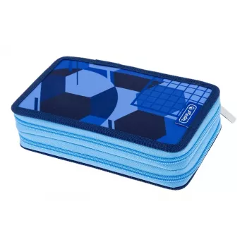 Estojo duplo HERLITZ Blue Goal, 23 peças, 2 compartimentos, fecho de correr, forro interior colorido 400205859
