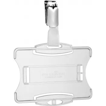 Porta-cartões de identificação DURABLE com clipe rotativo, transparente, para 1 cartão, pack de 25 811819