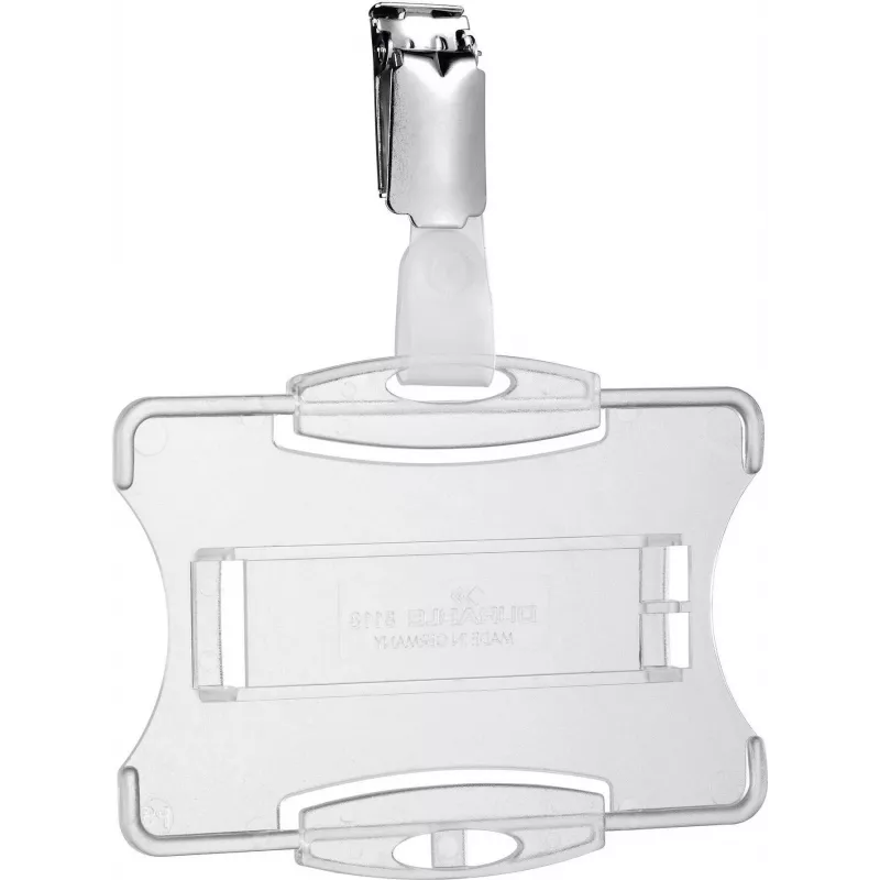 Porta-cartões de identificação DURABLE com clipe rotativo, transparente, para 1 cartão, pack de 25 811819
