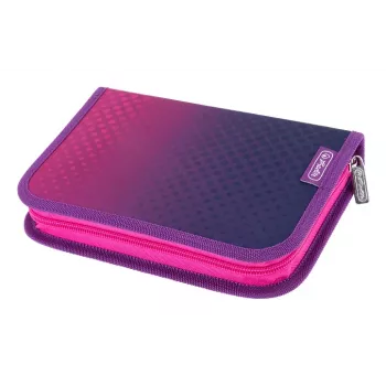 Estojo HERLITZ Dip Dye rosa/lilás, 31 peças, poliéster, 205 x 140 x 38 mm, 2 abas, fecho de correr 400205910