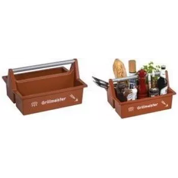 Mala de transporte allit McPlus Carry Grillmeister castanha com pega de alumínio, 2 compartimentos grandes 8500908000
