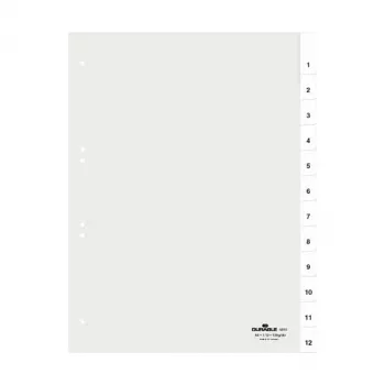 Separador DURABLE A4 1-12 com folha de rosto, furação 80/80/80 mm 681019