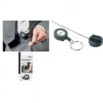 Porta-chaves retrátil DURABLE Jojo com anel de chaves, preto, cordão 80 cm, pack de 10 822258